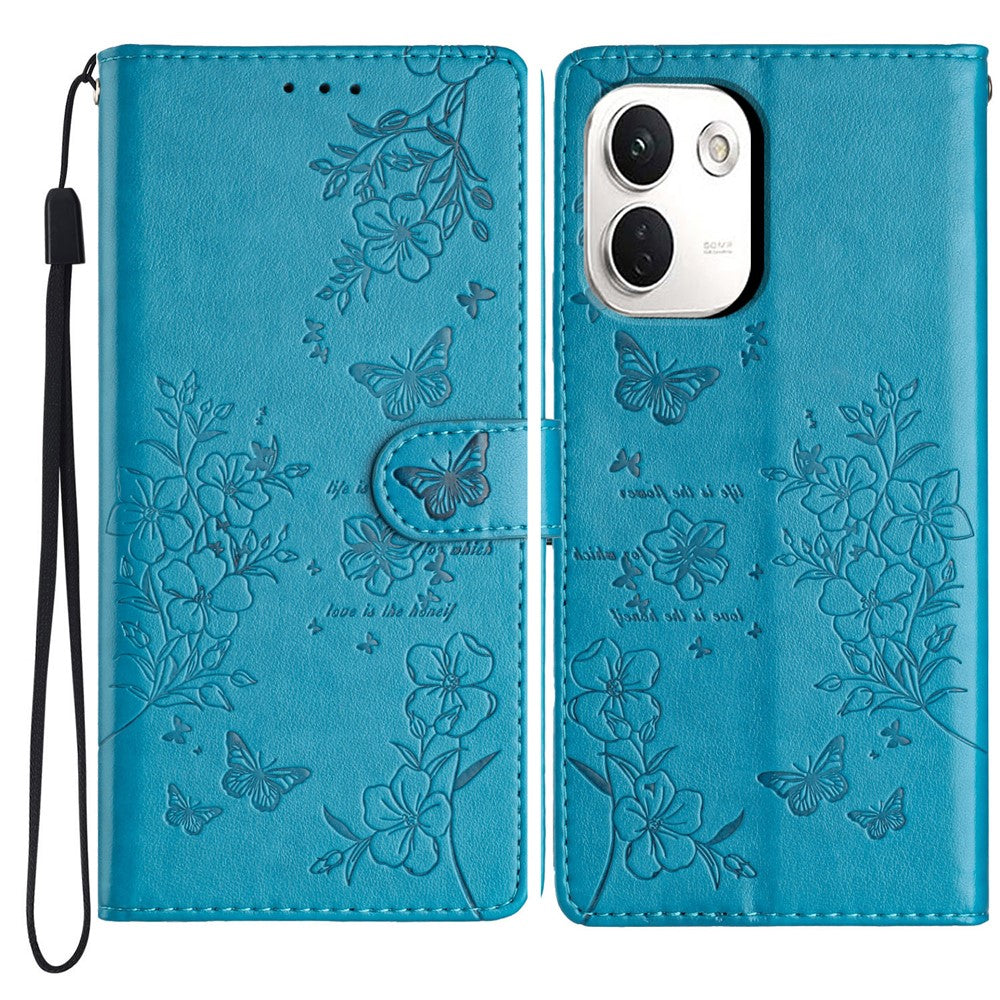 For Xiaomi Redmi Note 17 Pro+ 5G / Note 17 Pro Max 5G Wallet Phone Case Butterfly Floral Imprint Leather Flip Cover with Strap