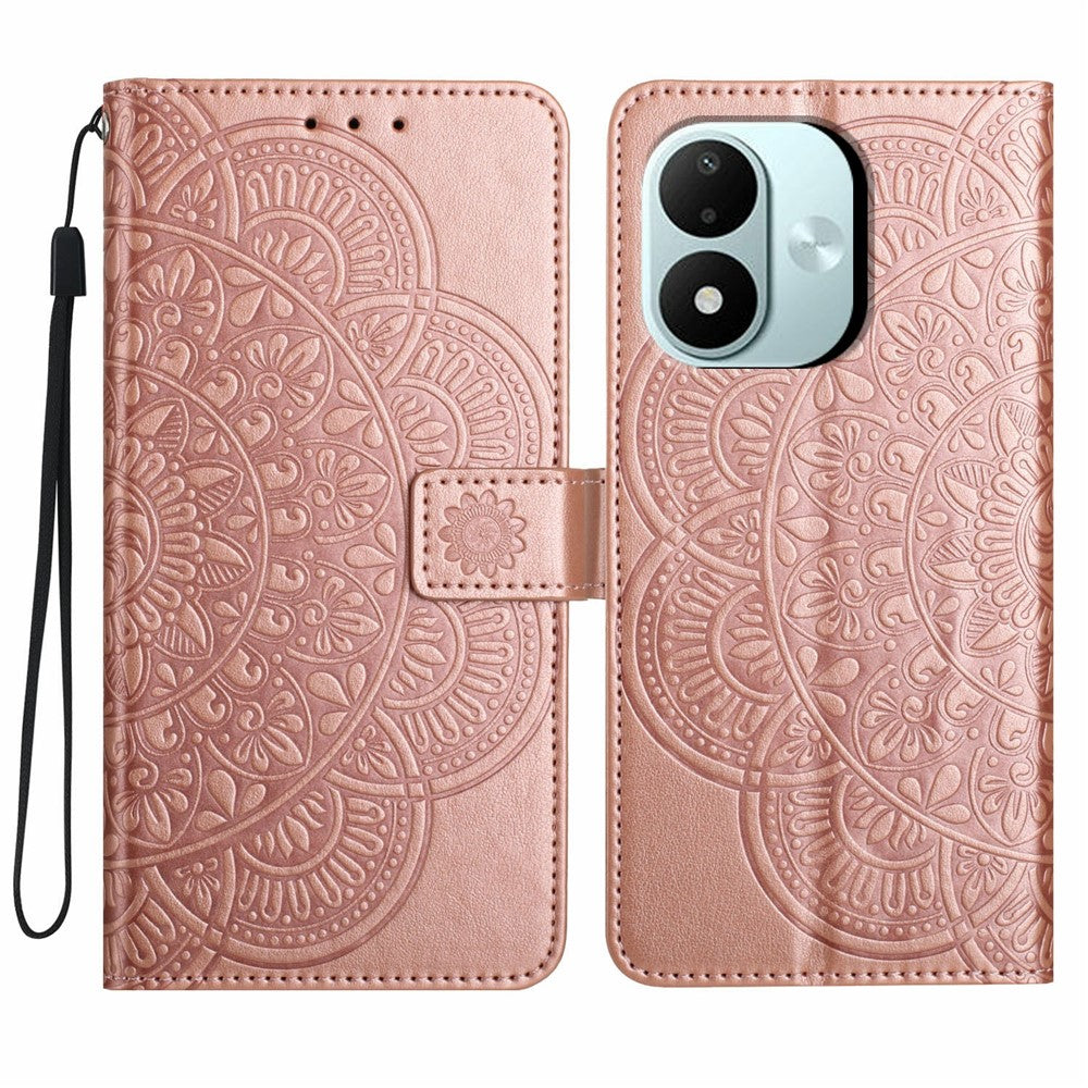 Xiaomi Redmi Note 17 4G (Global) / Note 17 5G (Global) / Note 17 (Indien/Kina) 5G Läderfodral Stativ Korthållare Mandala Mönster mobilskal med Handledsrem