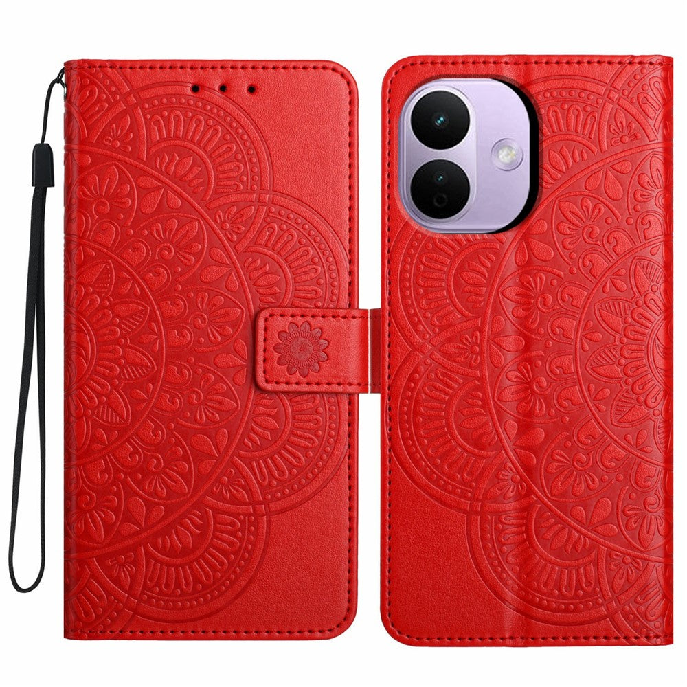 For Xiaomi Redmi Note 17 Pro 5G Leather Case Stand Card Slots Mandala Pattern Phone Cover with Wrist Strap