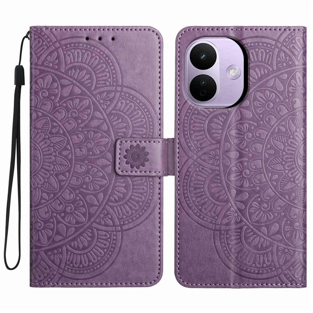 For Xiaomi Redmi Note 17 Pro 5G Leather Case Stand Card Slots Mandala Pattern Phone Cover with Wrist Strap