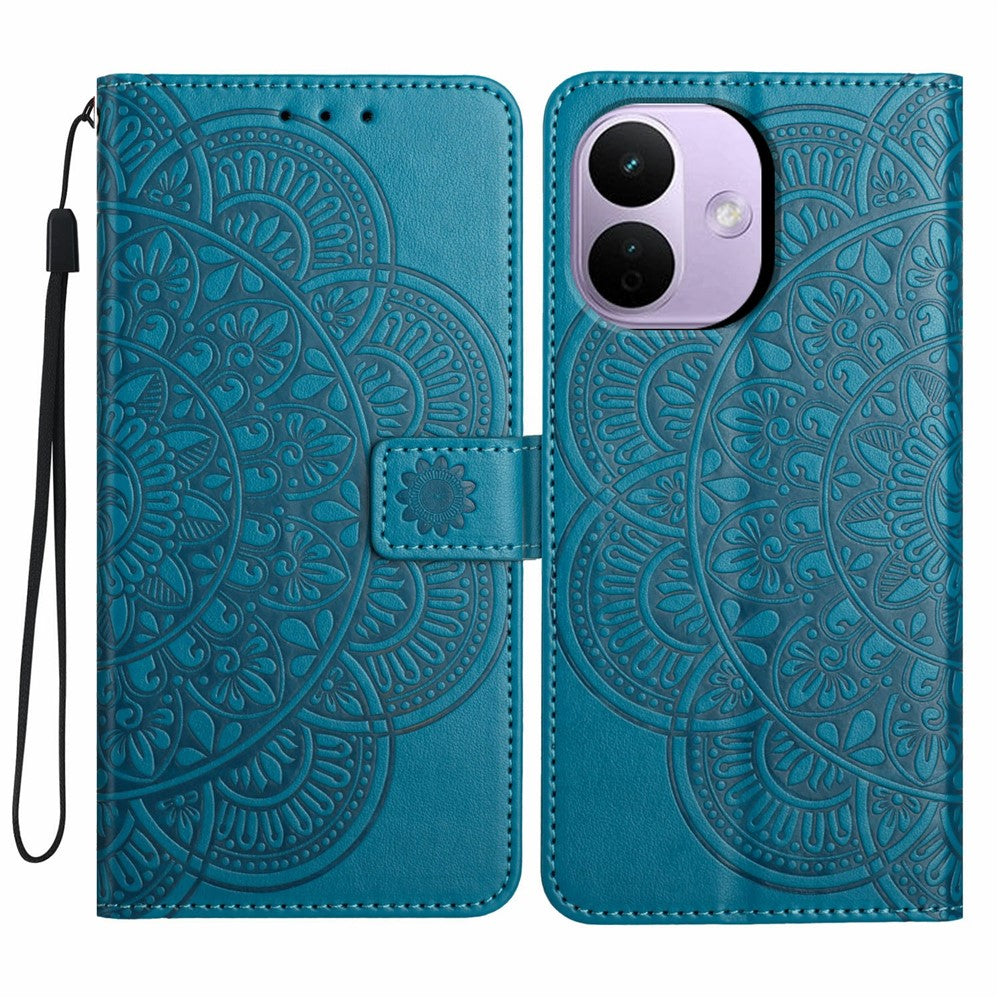 For Xiaomi Redmi Note 17 Pro 5G Leather Case Stand Card Slots Mandala Pattern Phone Cover with Wrist Strap