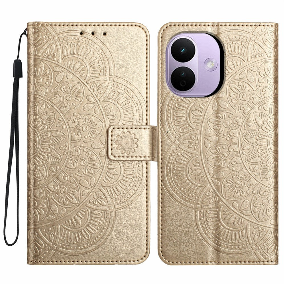 For Xiaomi Redmi Note 17 Pro 5G Leather Case Stand Card Slots Mandala Pattern Phone Cover with Wrist Strap