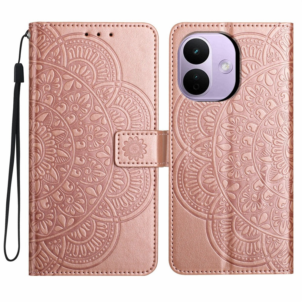 For Xiaomi Redmi Note 17 Pro 5G Leather Case Stand Card Slots Mandala Pattern Phone Cover with Wrist Strap