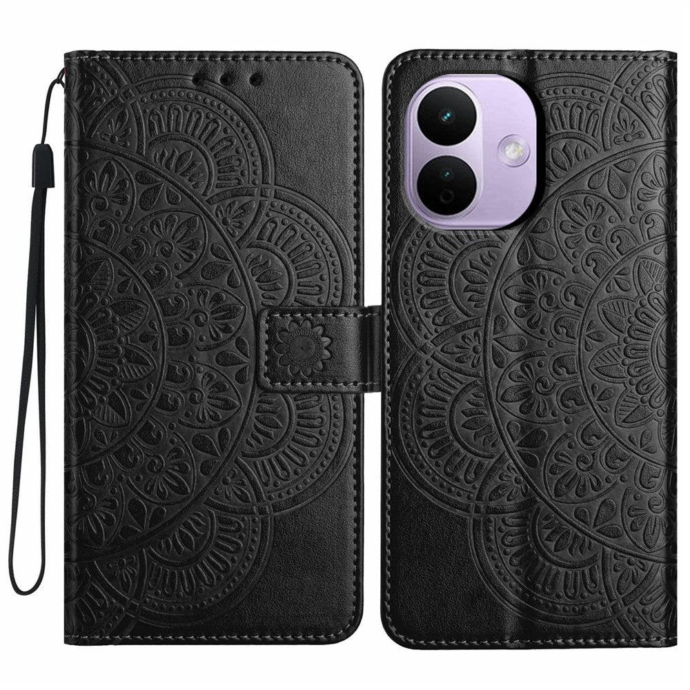 For Xiaomi Redmi Note 17 Pro 5G Leather Case Stand Card Slots Mandala Pattern Phone Cover with Wrist Strap
