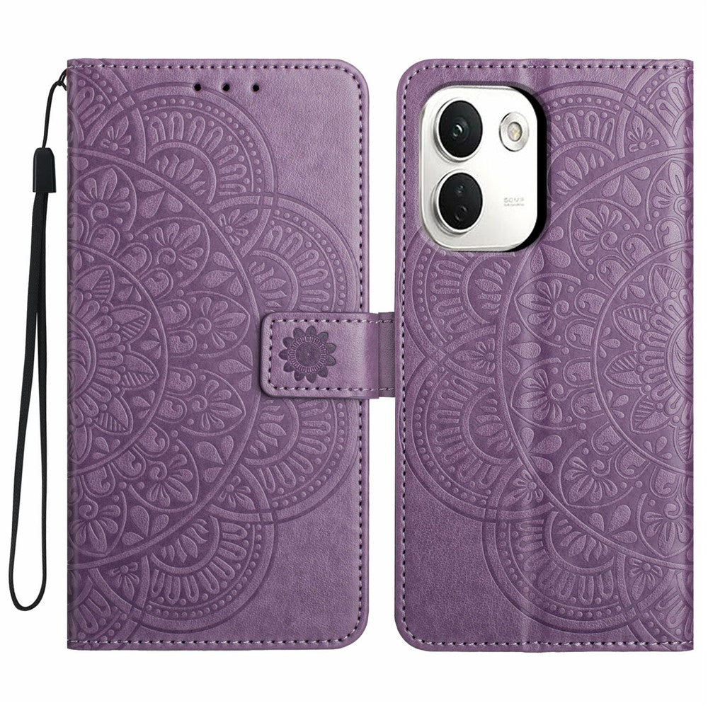 For Xiaomi Redmi Note 17 Pro+ 5G / Note 17 Pro Max 5G Leather Case Stand Card Slots Mandala Pattern Phone Cover with Wrist Strap