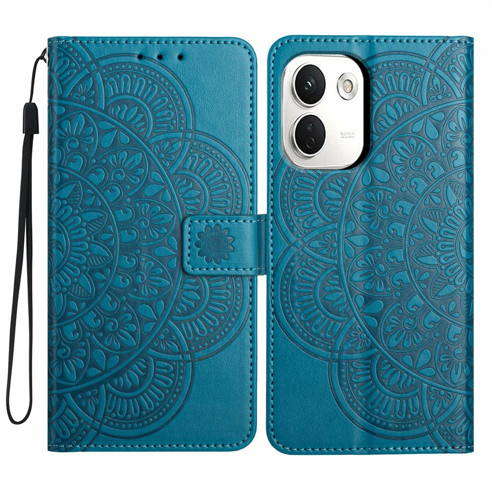For Xiaomi Redmi Note 17 Pro+ 5G / Note 17 Pro Max 5G Leather Case Stand Card Slots Mandala Pattern Phone Cover with Wrist Strap