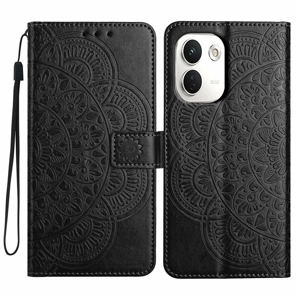 For Xiaomi Redmi Note 17 Pro+ 5G / Note 17 Pro Max 5G Leather Case Stand Card Slots Mandala Pattern Phone Cover with Wrist Strap