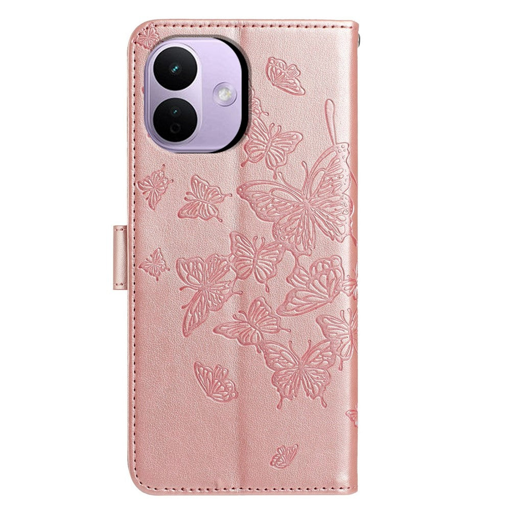 For Xiaomi Redmi Note 17 Pro 5G Case Butterfly Imprinted Wallet Stand PU Leather Flip Phone Cover with Strap