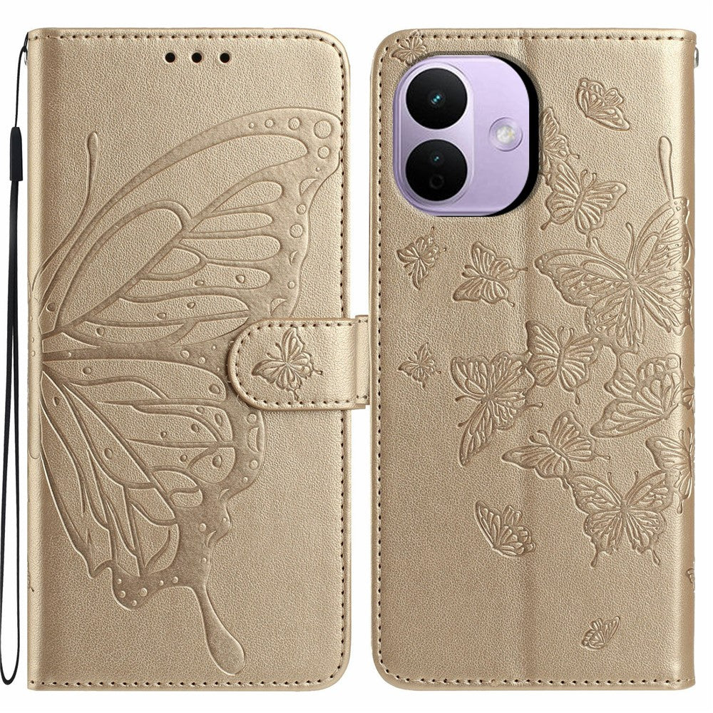 For Xiaomi Redmi Note 17 Pro 5G Case Butterfly Imprinted Wallet Stand PU Leather Flip Phone Cover with Strap