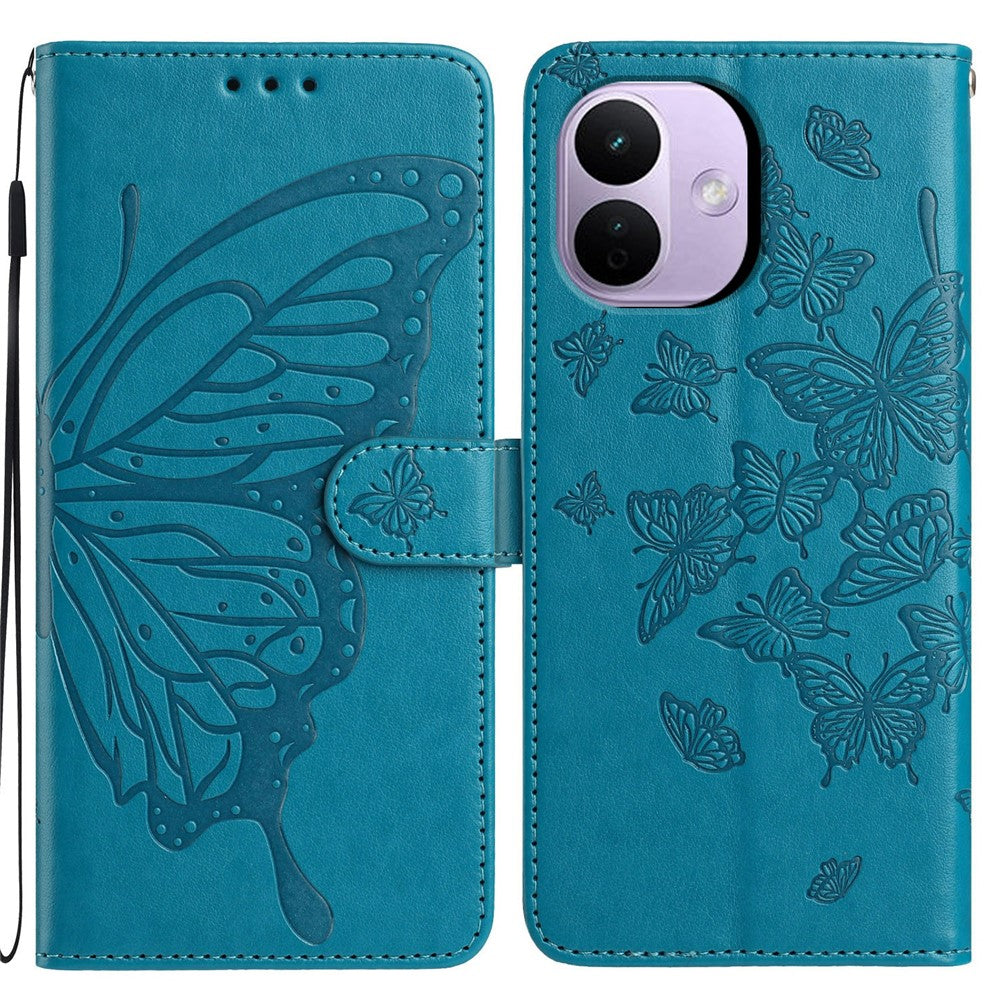 For Xiaomi Redmi Note 17 Pro 5G Case Butterfly Imprinted Wallet Stand PU Leather Flip Phone Cover with Strap