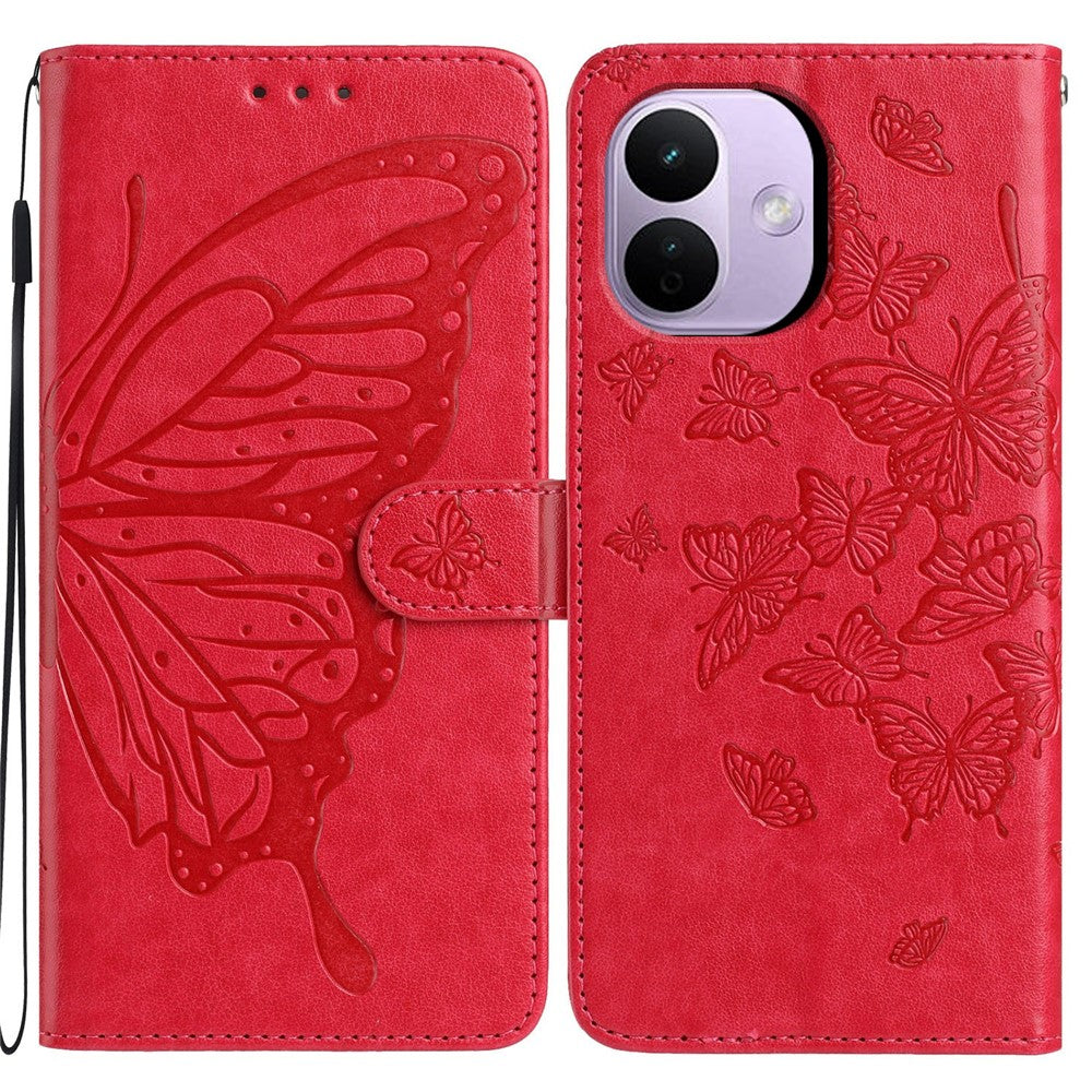 For Xiaomi Redmi Note 17 Pro 5G Case Butterfly Imprinted Wallet Stand PU Leather Flip Phone Cover with Strap
