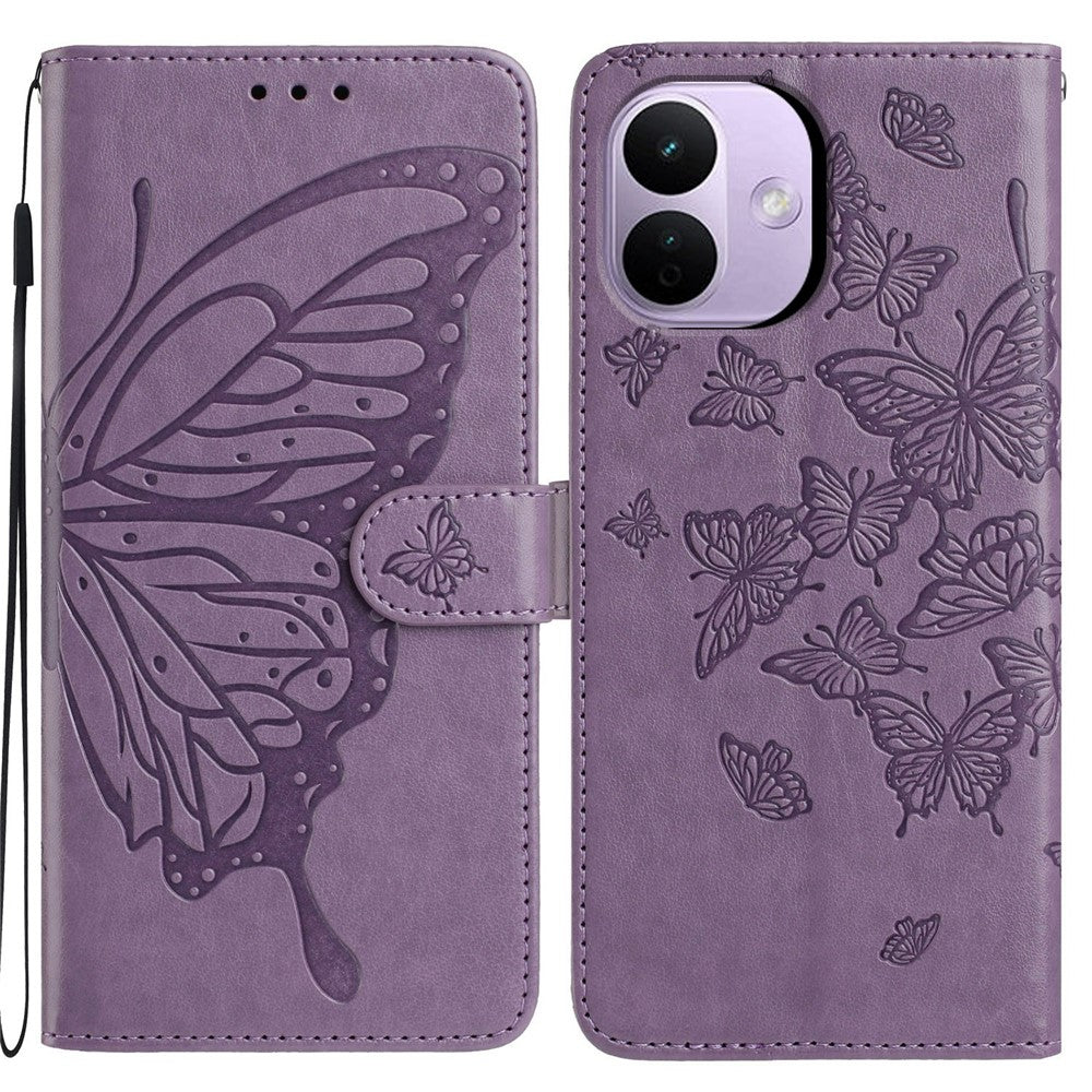 For Xiaomi Redmi Note 17 Pro 5G Case Butterfly Imprinted Wallet Stand PU Leather Flip Phone Cover with Strap