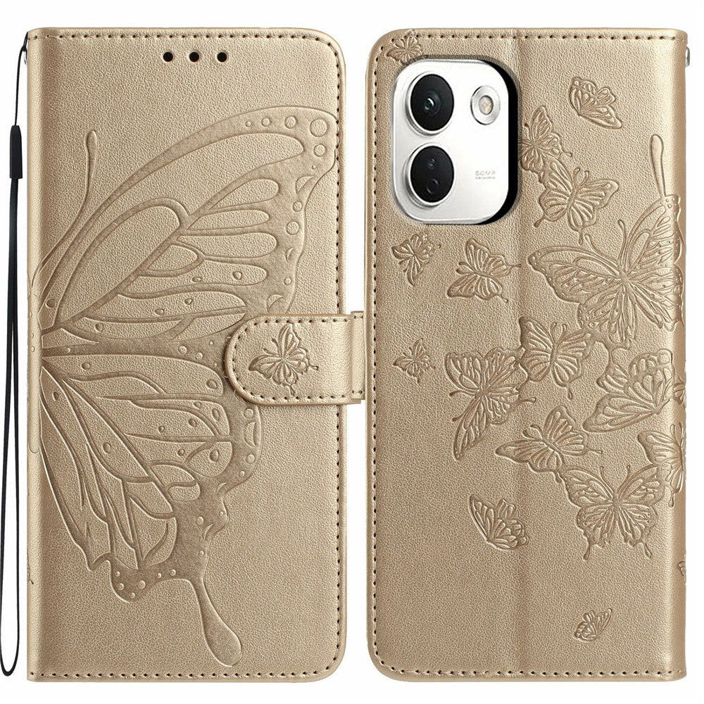 Xiaomi Redmi Note 17 Pro+ 5G / Note 17 Pro Max 5G-skal med fjärilstryck, plånboksfodral i PU-läder med rem