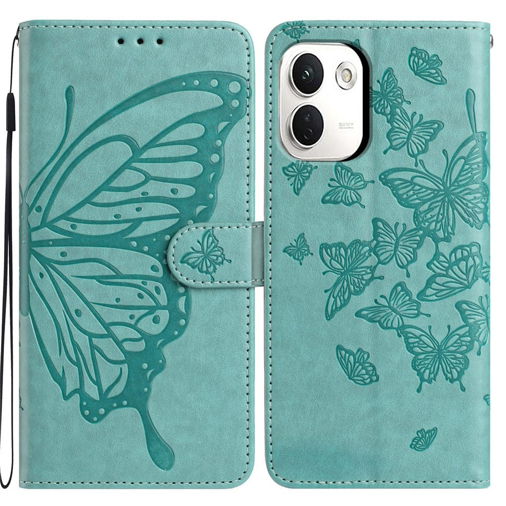 Xiaomi Redmi Note 17 Pro+ 5G / Note 17 Pro Max 5G-skal med fjärilstryck, plånboksfodral i PU-läder med rem