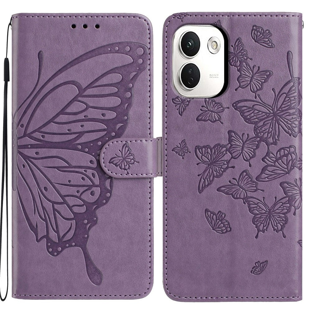 Xiaomi Redmi Note 17 Pro+ 5G / Note 17 Pro Max 5G-skal med fjärilstryck, plånboksfodral i PU-läder med rem