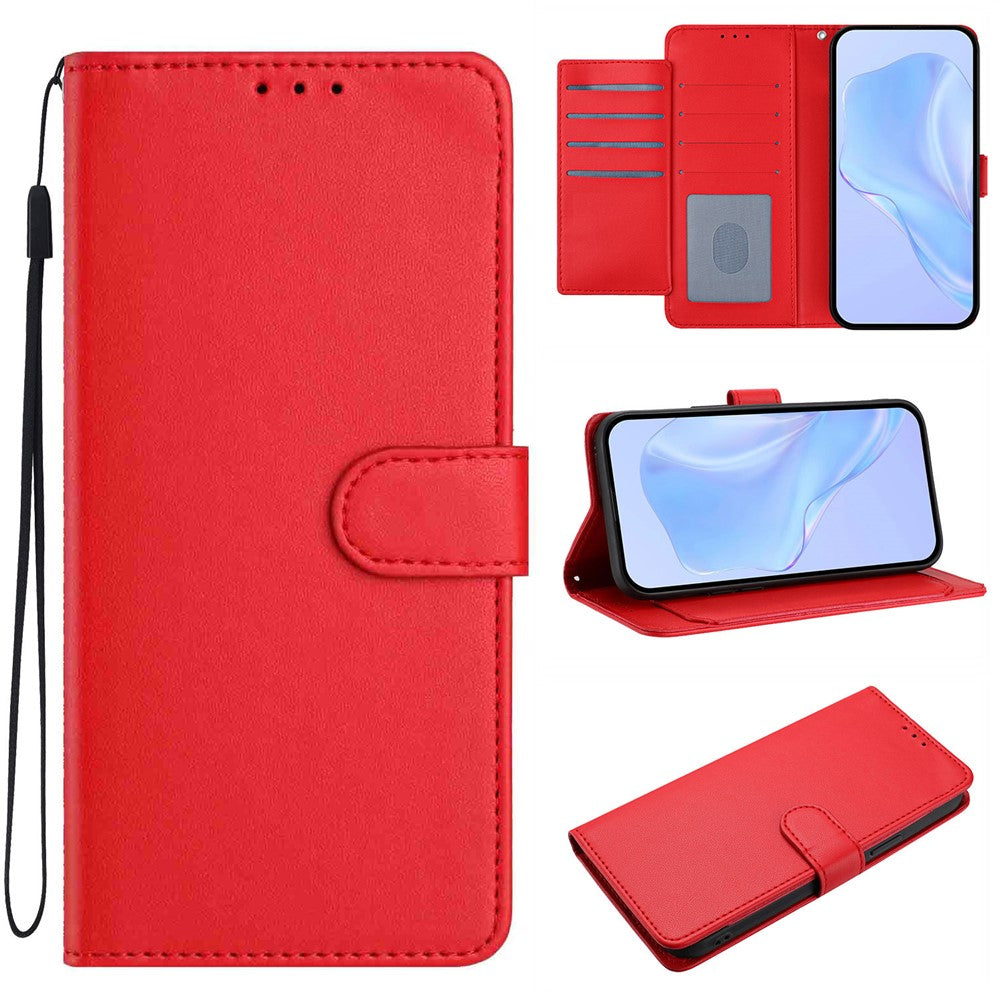 For Xiaomi Redmi Note 17 4G (Global) / Note 17 5G (Global) / Note 17 (India / China) 5G Wallet Case with Strap  /  Multiple Card Slots Solid Color Leather Stand Phone Cover
