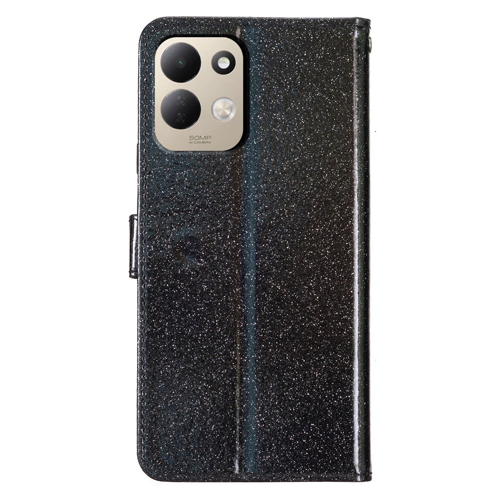 For Xiaomi Redmi 17 4G / 5G Wallet Case Glitter Anti-Scratch Leather Stand Phone Cover with Strap