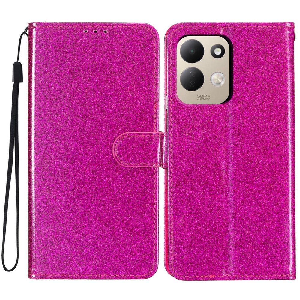 For Xiaomi Redmi 17 4G / 5G Wallet Case Glitter Anti-Scratch Leather Stand Phone Cover with Strap