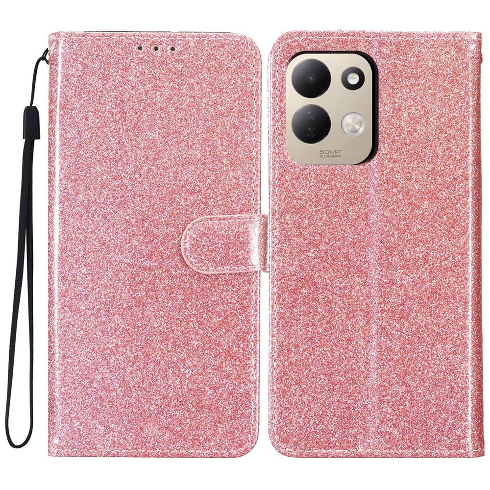 For Xiaomi Redmi 17 4G / 5G Wallet Case Glitter Anti-Scratch Leather Stand Phone Cover with Strap
