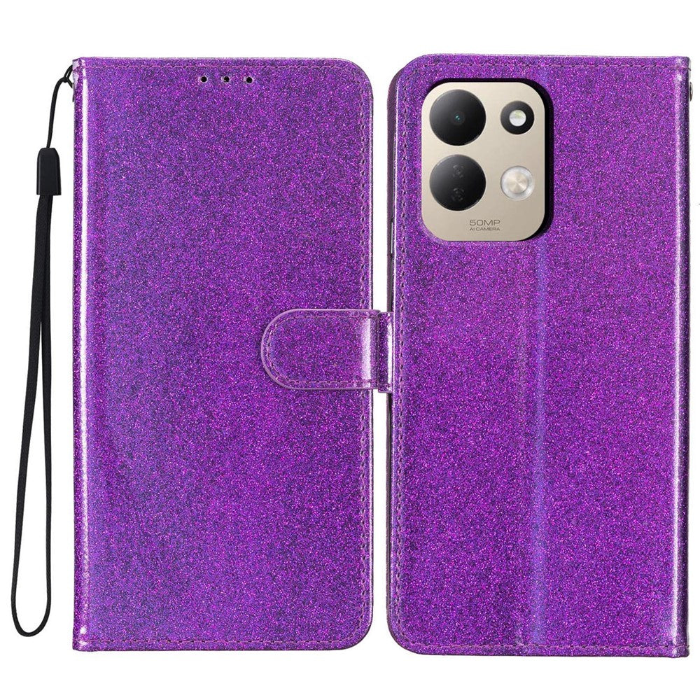 For Xiaomi Redmi 17 4G / 5G Wallet Case Glitter Anti-Scratch Leather Stand Phone Cover with Strap