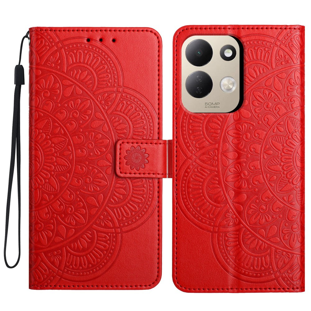 For Xiaomi Redmi 17 4G / 5G Leather Case Stand Card Slots Mandala Pattern Phone Cover with Wrist Strap