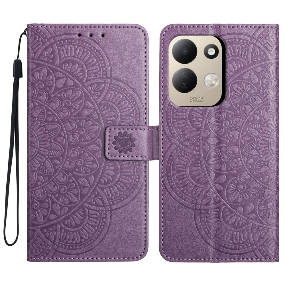 For Xiaomi Redmi 17 4G / 5G Leather Case Stand Card Slots Mandala Pattern Phone Cover with Wrist Strap