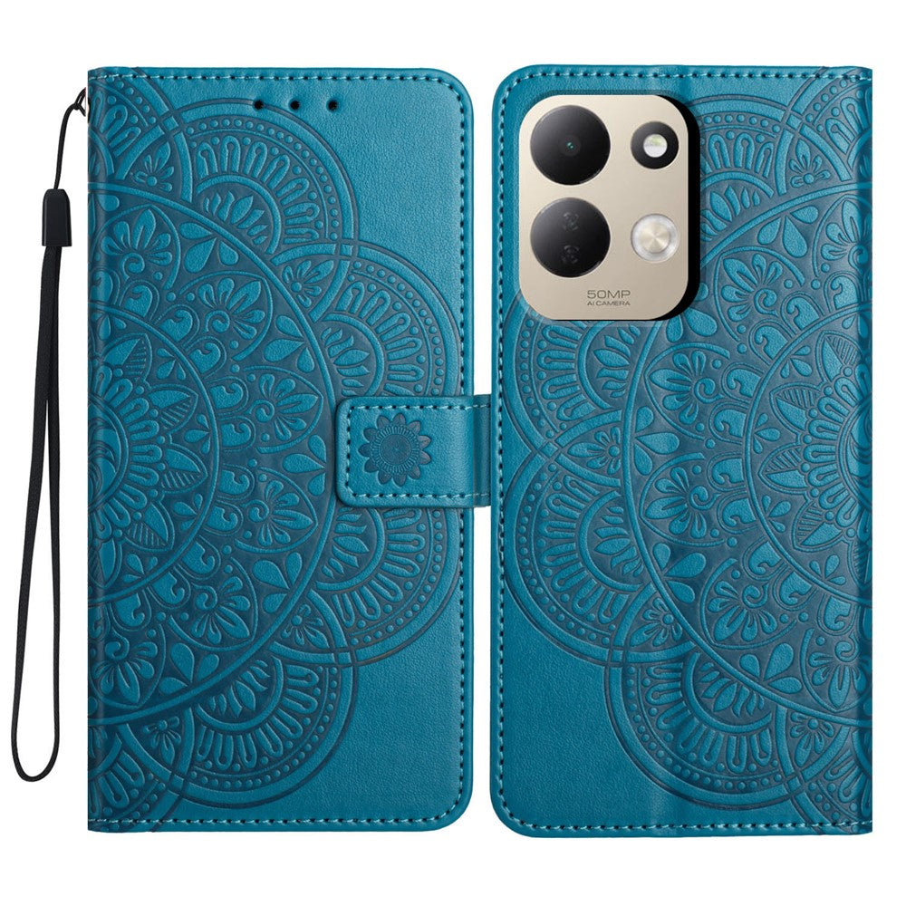 For Xiaomi Redmi 17 4G / 5G Leather Case Stand Card Slots Mandala Pattern Phone Cover with Wrist Strap
