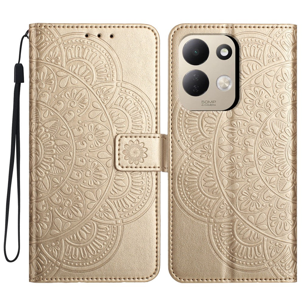 For Xiaomi Redmi 17 4G / 5G Leather Case Stand Card Slots Mandala Pattern Phone Cover with Wrist Strap