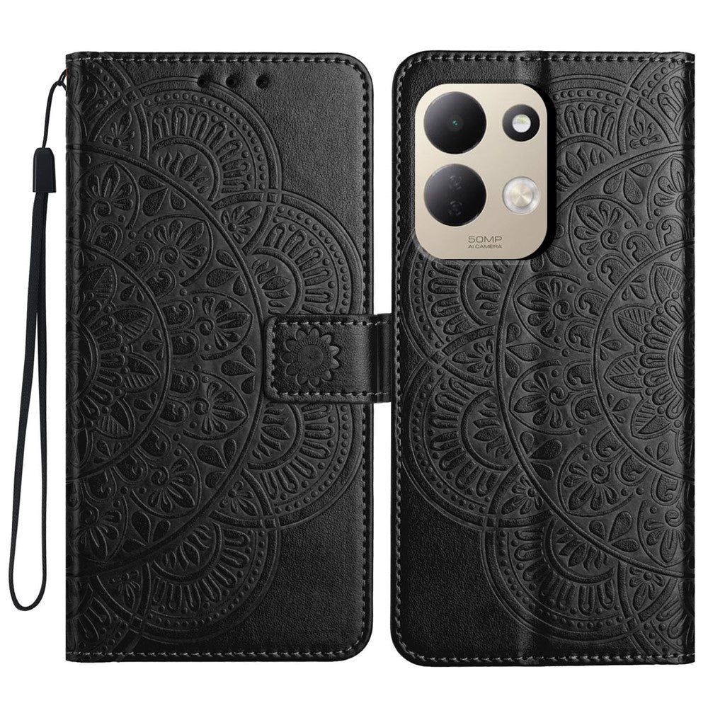 For Xiaomi Redmi 17 4G / 5G Leather Case Stand Card Slots Mandala Pattern Phone Cover with Wrist Strap