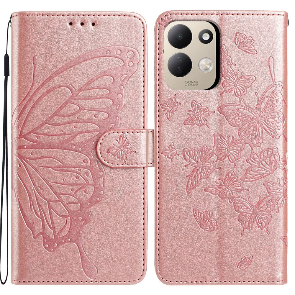 For Xiaomi Redmi 17 4G / 5G Case Butterfly Imprinted Wallet Stand PU Leather Flip Phone Cover with Strap