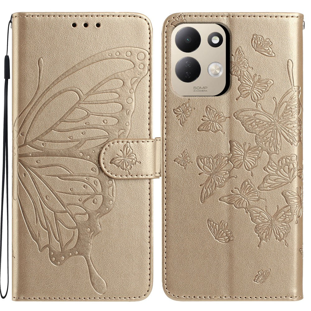 For Xiaomi Redmi 17 4G / 5G Case Butterfly Imprinted Wallet Stand PU Leather Flip Phone Cover with Strap
