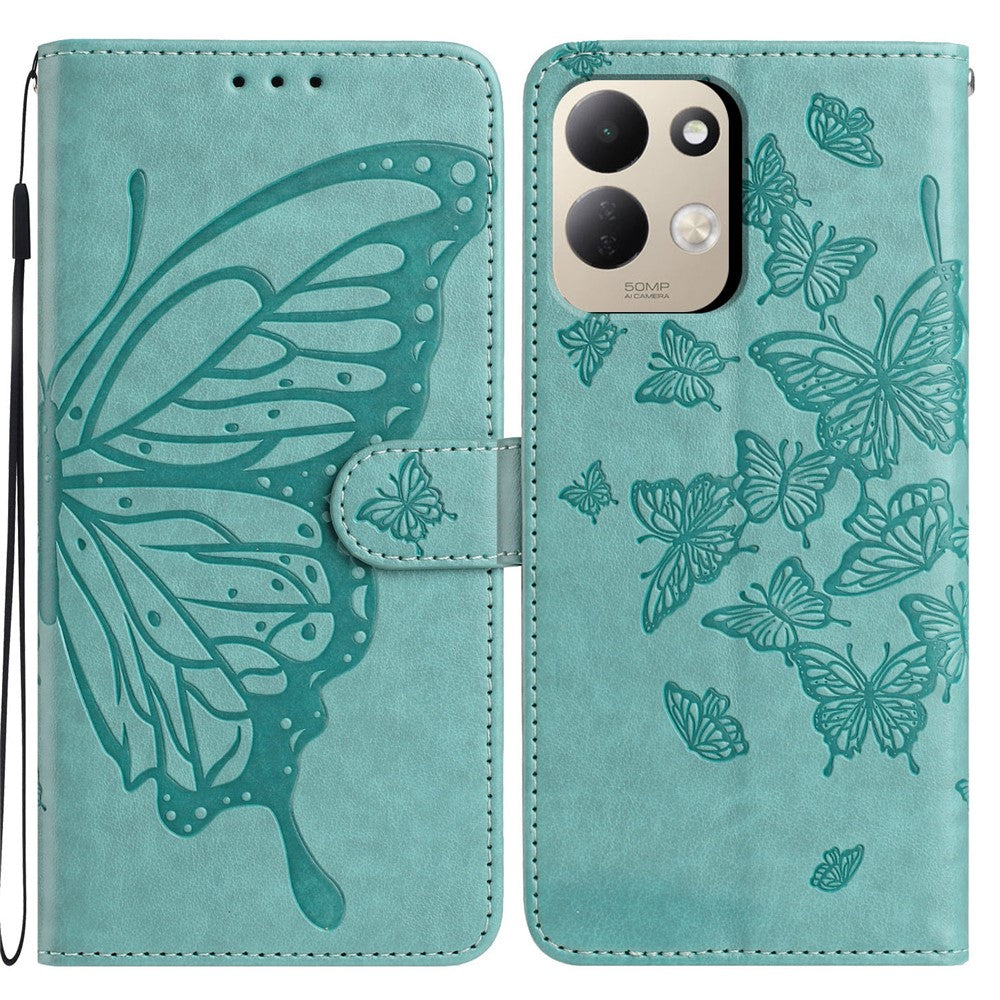 For Xiaomi Redmi 17 4G / 5G Case Butterfly Imprinted Wallet Stand PU Leather Flip Phone Cover with Strap