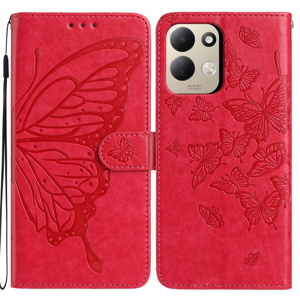 For Xiaomi Redmi 17 4G / 5G Case Butterfly Imprinted Wallet Stand PU Leather Flip Phone Cover with Strap