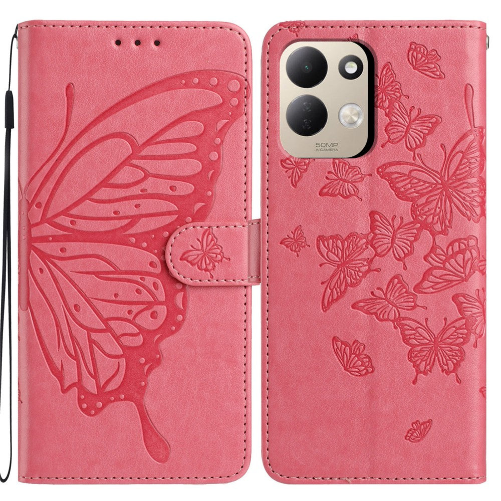 For Xiaomi Redmi 17 4G / 5G Case Butterfly Imprinted Wallet Stand PU Leather Flip Phone Cover with Strap