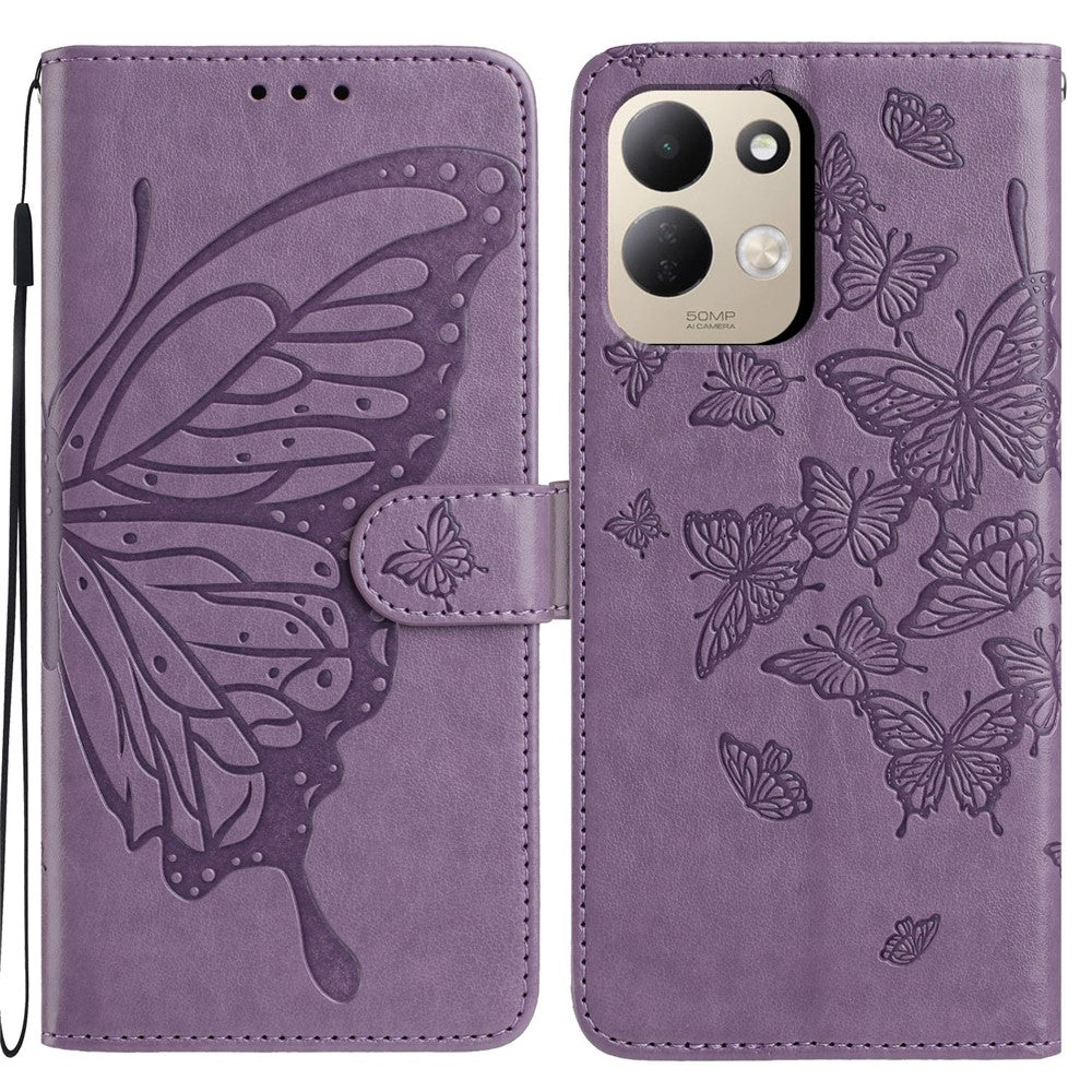 For Xiaomi Redmi 17 4G / 5G Case Butterfly Imprinted Wallet Stand PU Leather Flip Phone Cover with Strap