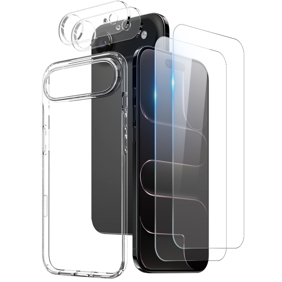 NORTHJO for iPhone Air TPU Phone Case with 2Pcs Front Screen Protector + 2Pcs Lens Film