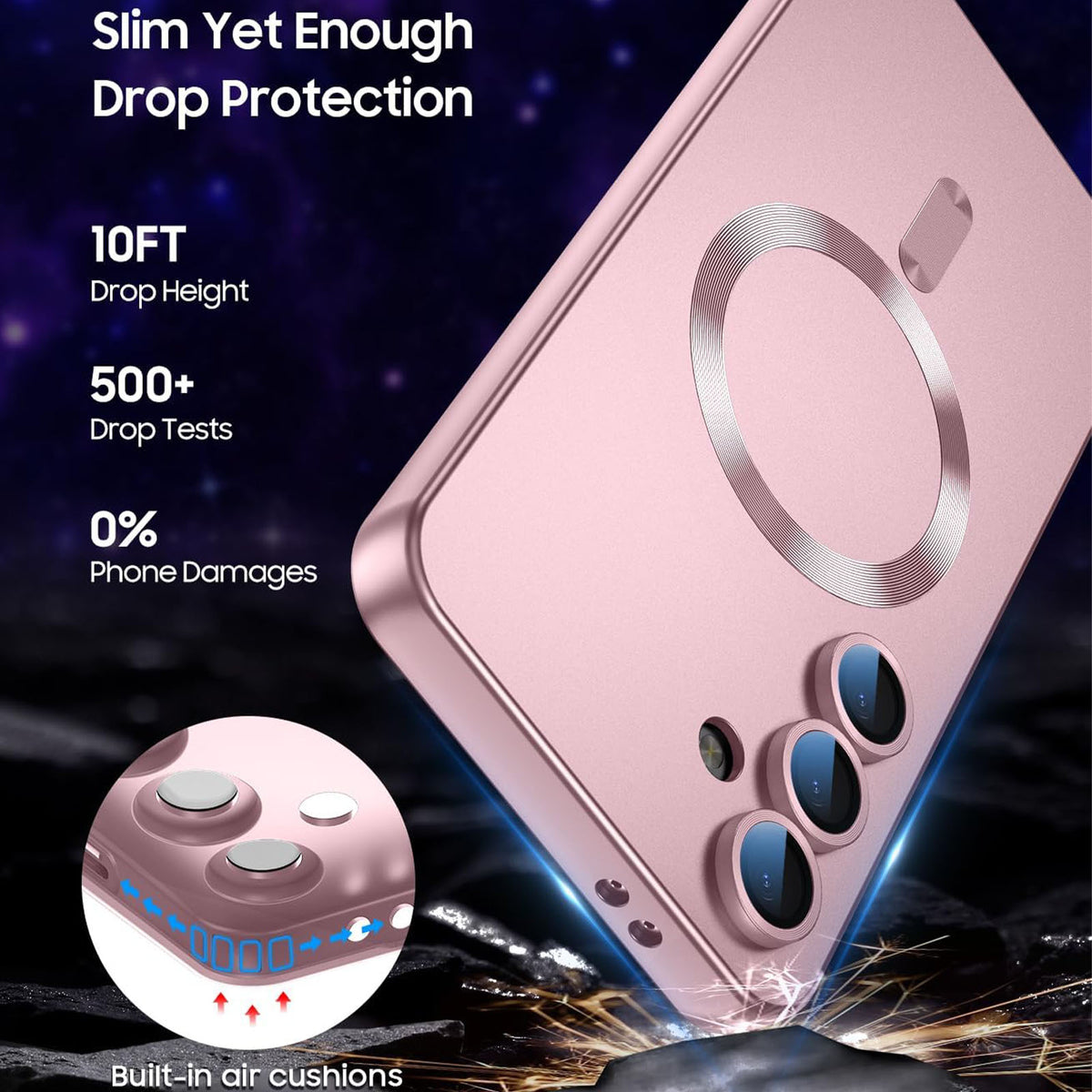 For Samsung Galaxy S25 Magnetic Case Ultra Thin TPU Phone Cover with Lens Protection