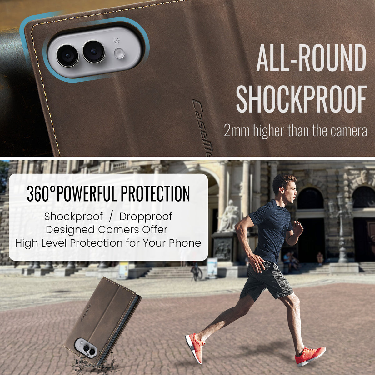 CASEME til iPhone Fold Wallet Cover 013 Series PU Læder Telefoncover Stativ