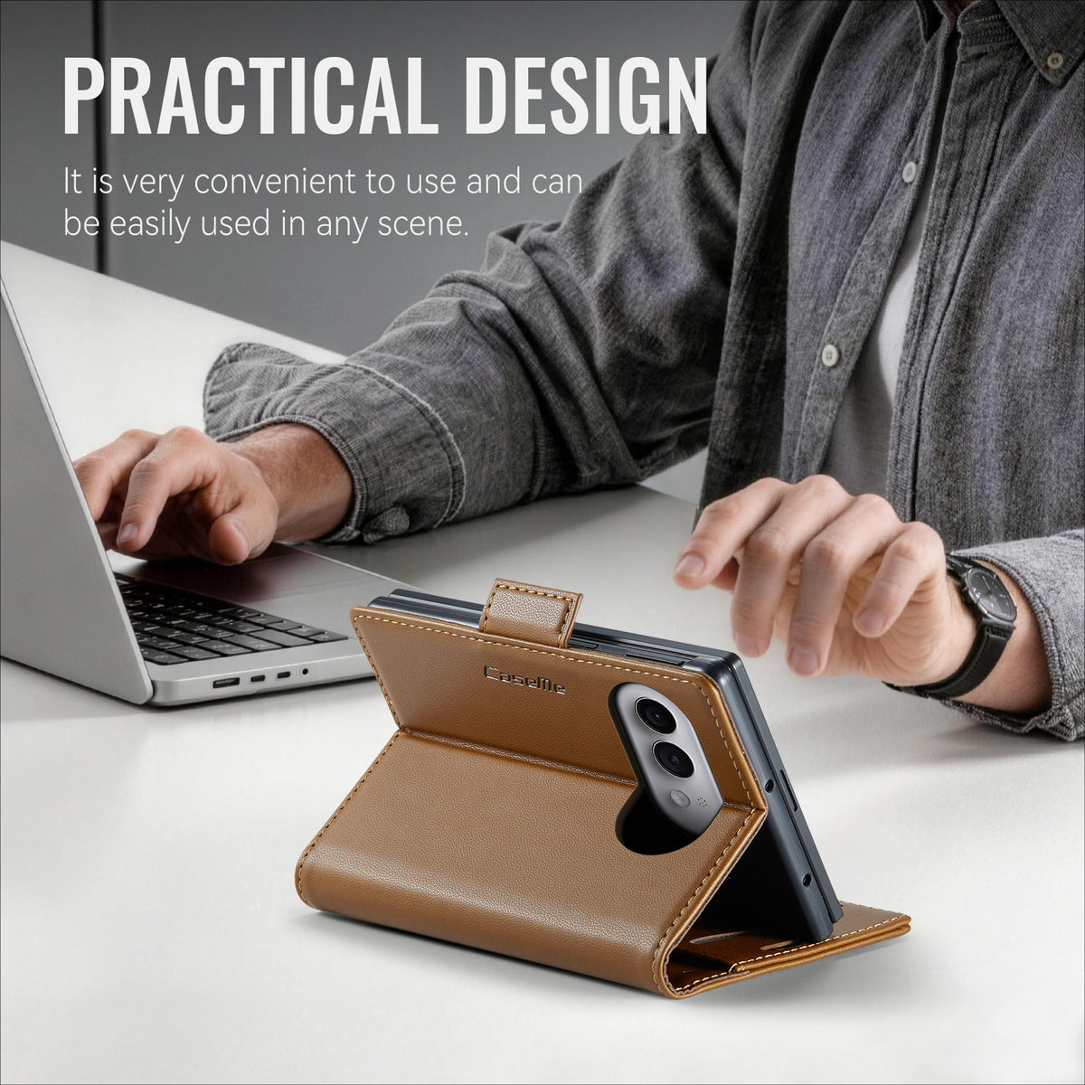CASEME for iPhone Fold Case  023 Series RFID Blocking Wallet Stand Glossy Litchi Texture Leather Phone Cover
