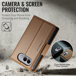 CASEME for iPhone Fold Case  023 Series RFID Blocking Wallet Stand Glossy Litchi Texture Leather Phone Cover