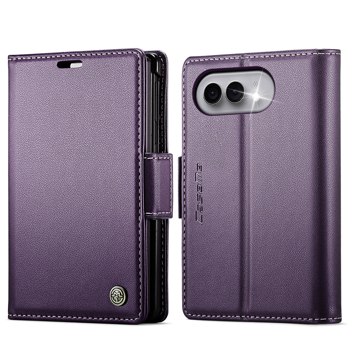 CASEME for iPhone Fold Case  023 Series RFID Blocking Wallet Stand Glossy Litchi Texture Leather Phone Cover