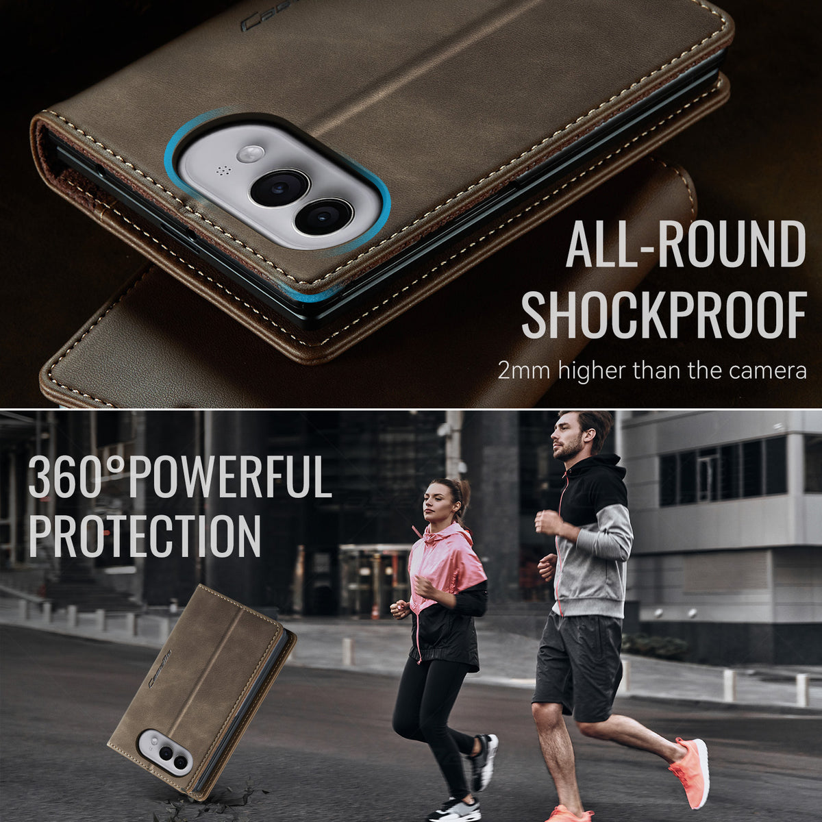 CASEME for iPhone Fold Case 033 Series RFID Blocking Wallet Stand Calf Texture Leather Phone Cover