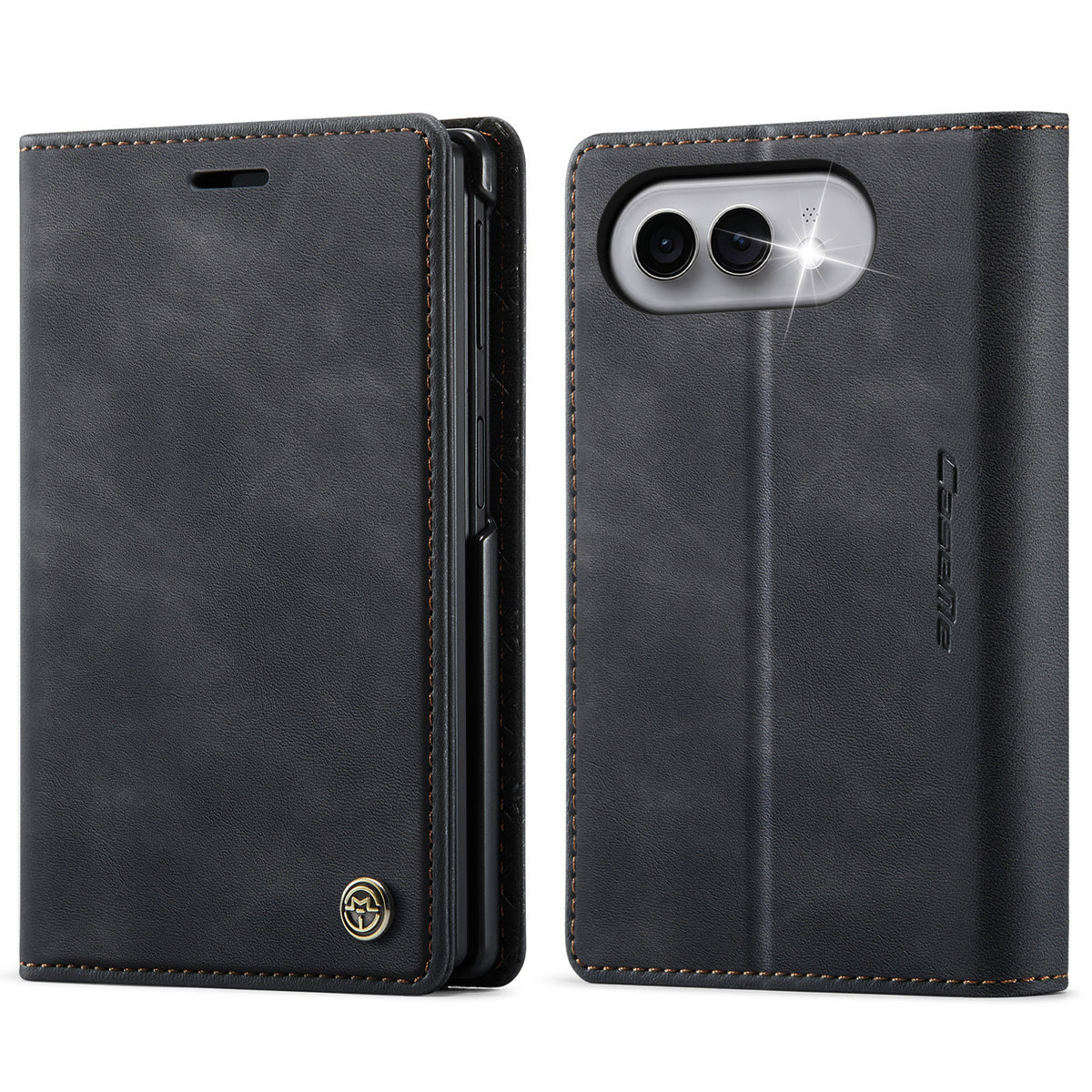 CASEME for iPhone Fold Case 033 Series RFID Blocking Wallet Stand Calf Texture Leather Phone Cover