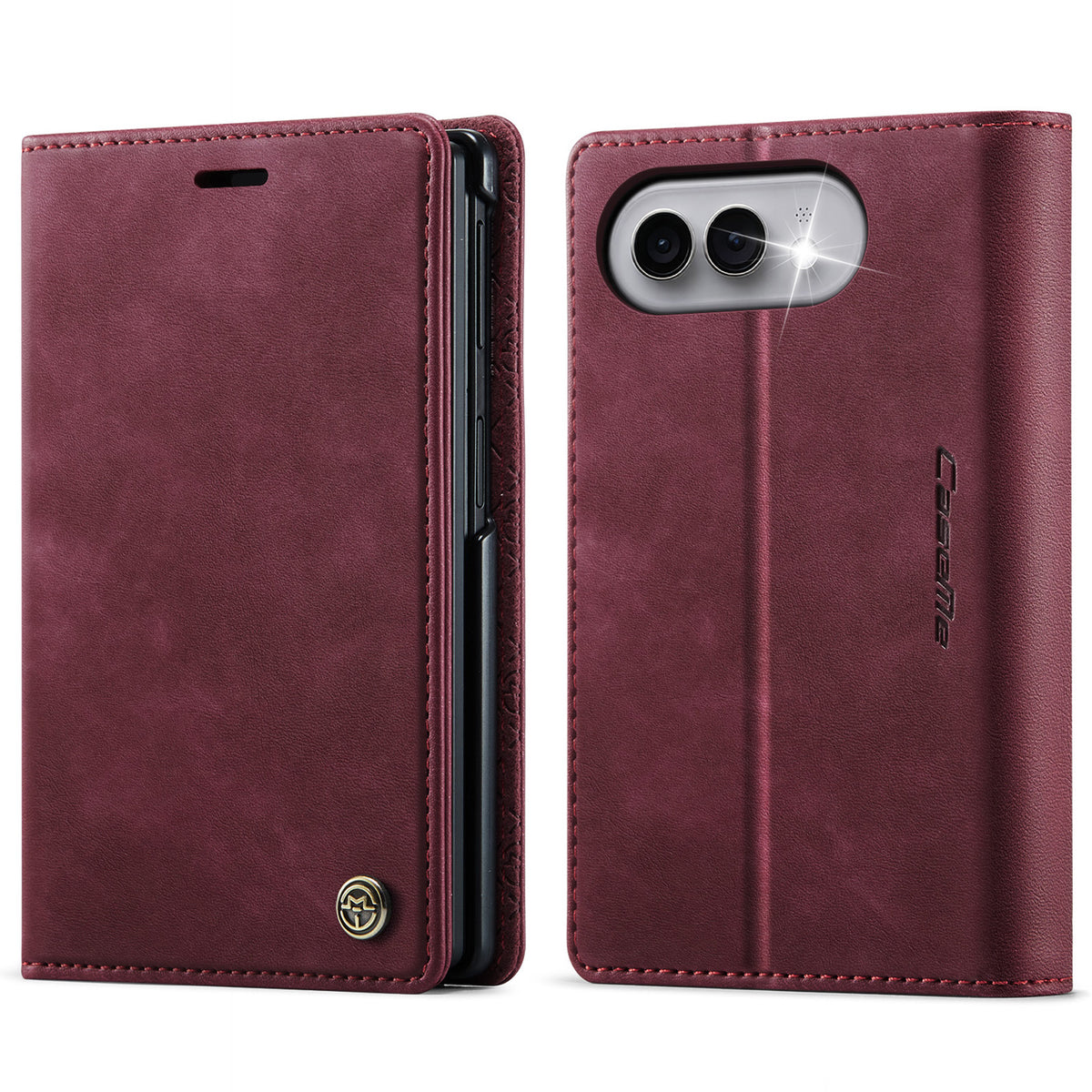 CASEME for iPhone Fold Case 033 Series RFID Blocking Wallet Stand Calf Texture Leather Phone Cover