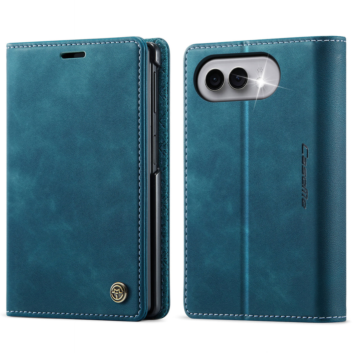 CASEME for iPhone Fold Case 033 Series RFID Blocking Wallet Stand Calf Texture Leather Phone Cover