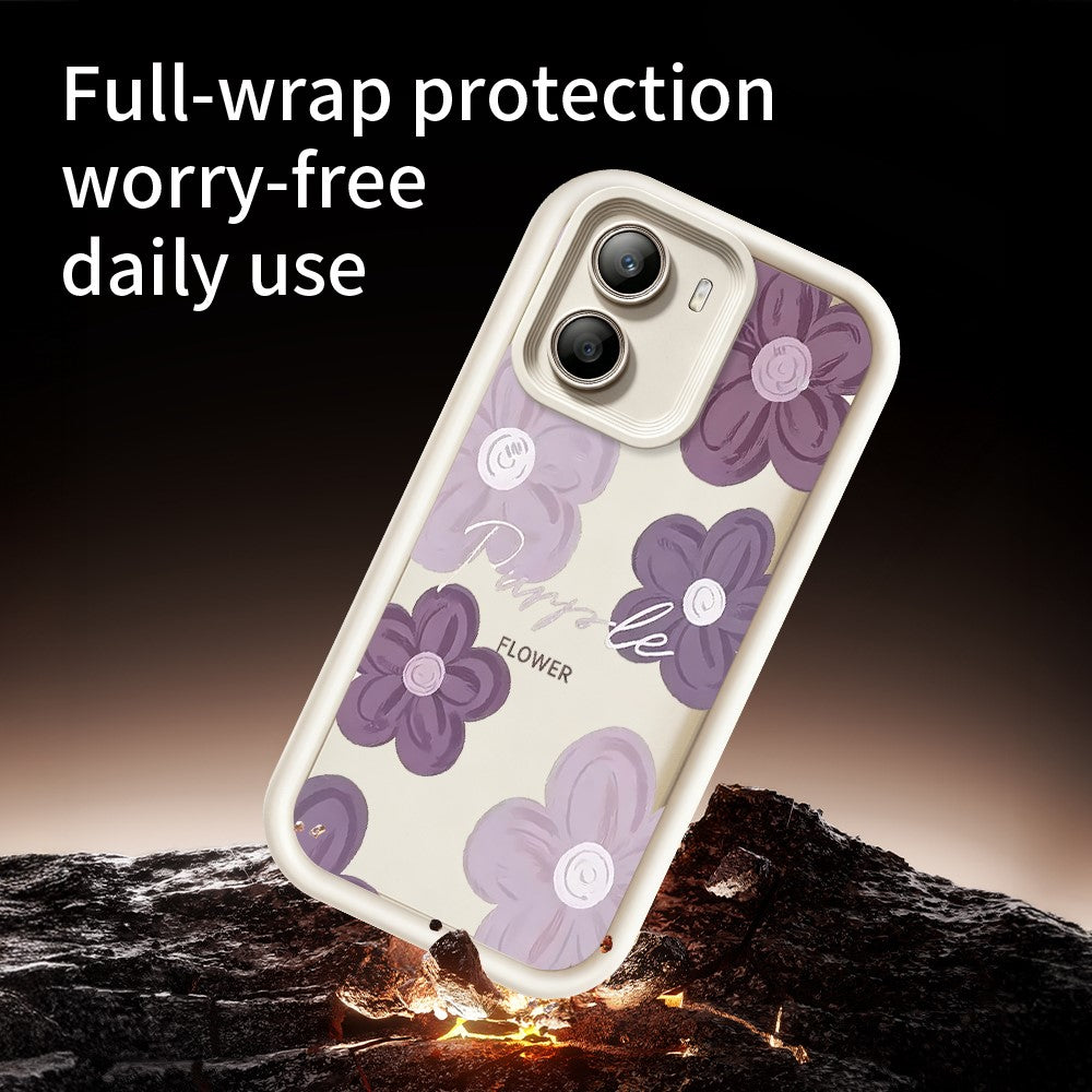 For Xiaomi Poco X7 Pro 5G Case Floral Pattern Printing Rubberized TPU Phone Cover