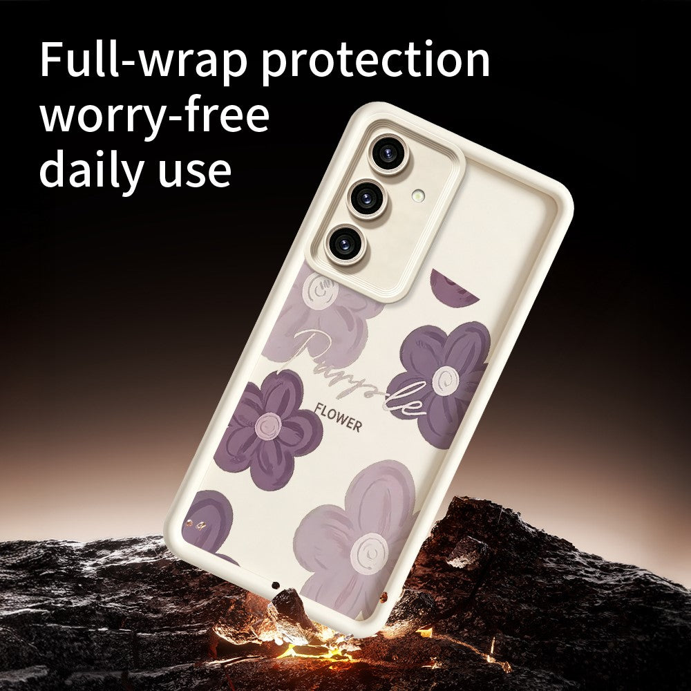 Skal med blommönster och gummibelagt TPU-fodral för Samsung Galaxy S26+