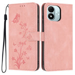 For Xiaomi Redmi Note 17 4G (Global) / Note 17 5G (Global) / Note 17 (India / China) 5G Wallet Case Butterfly Flower Imprint PU Leather Phone Cover with Wrist Strap