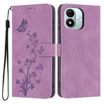 For Xiaomi Redmi Note 17 4G (Global) / Note 17 5G (Global) / Note 17 (India / China) 5G Wallet Case Butterfly Flower Imprint PU Leather Phone Cover with Wrist Strap