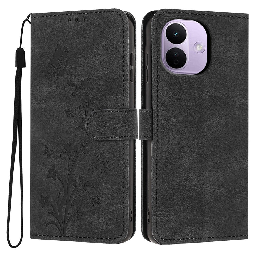 Xiaomi Redmi Note 17 Pro 5G Plånboksfodral Fjärilsblomma Avtryck PU-läder mobilskal med Handledsrem